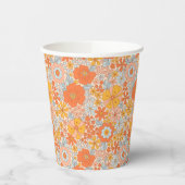 Orange Retro Blume Muster Pappbecher (Links)