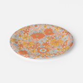 Orange Retro Blume Muster Pappteller (Schrägansicht)