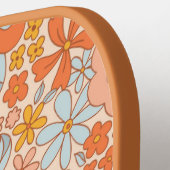 Orange Retro Blume Muster Pickleball Schläger (Linke Seite)