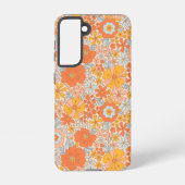 Orange Retro Blume Muster Samsung Galaxy Hülle (Rückseite)