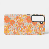 Orange Retro Blume Muster Samsung Galaxy Hülle (Rückseite (Horizontal))