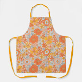 Orange Retro Blume Muster Schürze (Vorderseite)