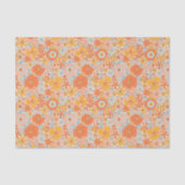 Orange Retro Blume Muster Seidenpapier (Vorderseite)