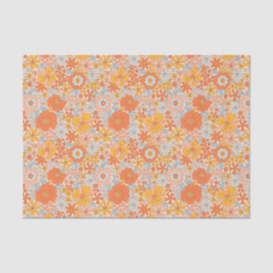Orange Retro Blume Muster Seidenpapier