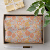 Orange Retro Blume Muster Seidenpapier (Geschenk)