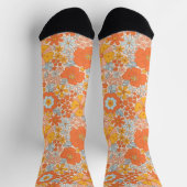 Orange Retro Blume Muster Socken (Oben)