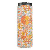 Orange Retro Blume Muster Thermosbecher (Rückseite)