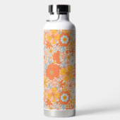 Orange Retro Blume Muster Trinkflasche (Rechts)