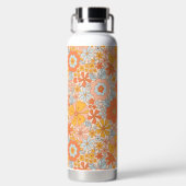 Orange Retro Blume Muster Trinkflasche (Rückseite)