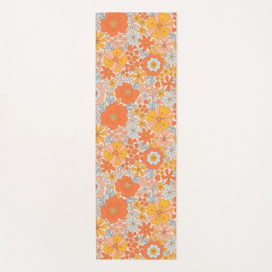 Orange Retro Blume Muster Yogamatte (Vorderseite)