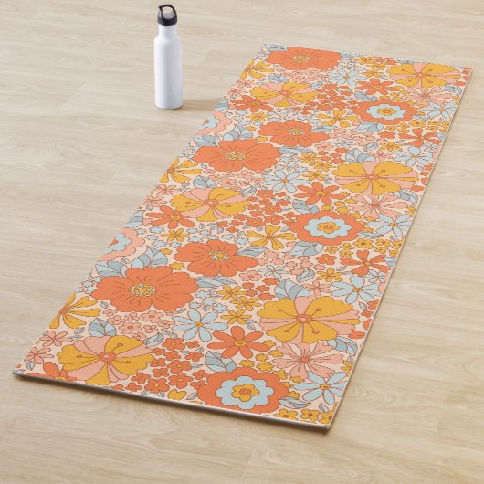 Orange Retro Blume Muster Yogamatte (Beispiel)