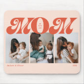 Orange Retro Bold Mom 3 Foto Collage Mousepad (Vorne)