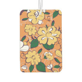 Orange Retro Botanical Yellow Flowers Custom Name Autolufterfrischer (Rückseite)