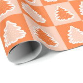 Orange Retro Christmas Tree Orange Tartan Kariert Geschenkpapier (Rolleneckpunkt)