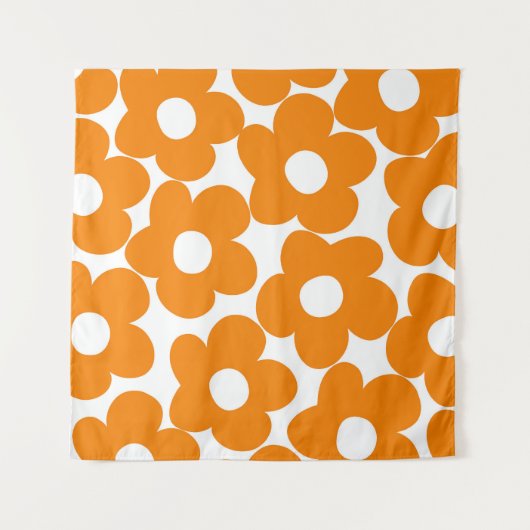 Orange Retro Daisies #1 #decor #art Wandteppich (Vorderseite (Horizontal))