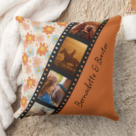 Orange Retro Daisy 4 Foto Horse Collage Name Kissen