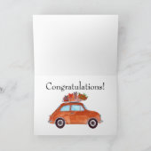 Orange Retro Fiat 500 Geburtstag Karte (Innenseite)
