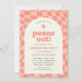 Orange Retro Groovy 70er Graduation Party Einladung (Vorderseite)