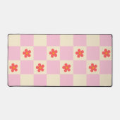Orange Retro Groovy Daisy Blume & Pink Checkered Schreibtischunterlage (Vorderseite)