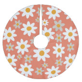 Orange Retro Groovy Daisy Pattern Holiday Polyester Weihnachtsbaumdecke (Vorderseite)