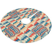 Orange Retro Groovy Holly Jolly Weihnachtsbaum Polyester Weihnachtsbaumdecke (Schrägansicht)