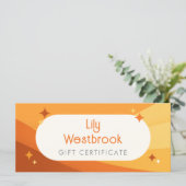 Orange Retro Groovy modernes Geschenkgutschein (Stehend Vorderseite)