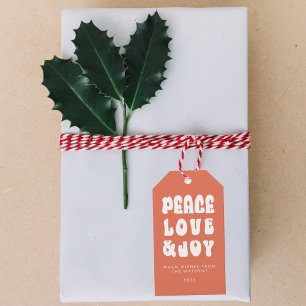 Orange Retro Groovy Peace Liebe Joy Holiday Geschenkanhänger