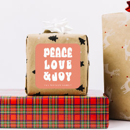 Orange Retro Groovy Peace Liebe Joy Holiday Quadratischer Aufkleber