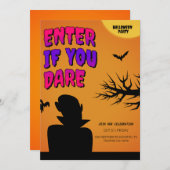 Orange Retro Halloween Einladung, Halloween Nacht Einladung (Vorne/Hinten)