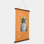 Orange Retro Hand Drawing Foto Abschluss Wandteppich Mit Holzrahmen (Gewinkelt)