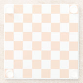 Orange Retro Karos Prüfbrettmuster Glasuntersetzer (Rückseite)