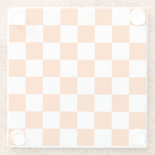 Orange Retro Karos Prüfbrettmuster Glasuntersetzer (Rückseite)