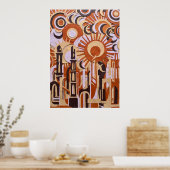 Orange Retro-Kreise Abstrakter Poster (Küche)
