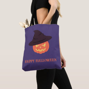 Orange Retro-Kürbis Frohes Halloween Tasche