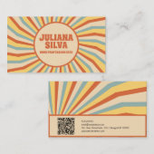 Orange Retro Line mit QR Business Card Visitenkarte (Vorne/Hinten)