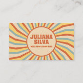 Orange Retro Line mit QR Business Card Visitenkarte (Vorderseite)