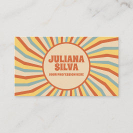 Orange Retro Line mit QR Business Card Visitenkarte