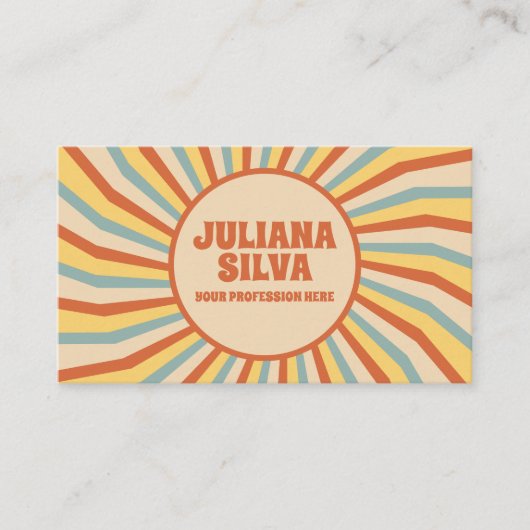 Orange Retro Line mit QR Business Card Visitenkarte (Vorderseite)