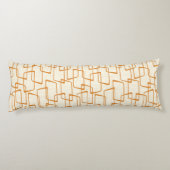 Orange Retro Lino Geometrisches Muster Seitenschläferkissen (Rückseite)