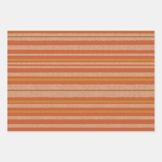 Orange Retro Mesh Streifen Geschenkpapier Set (Vorderseite)