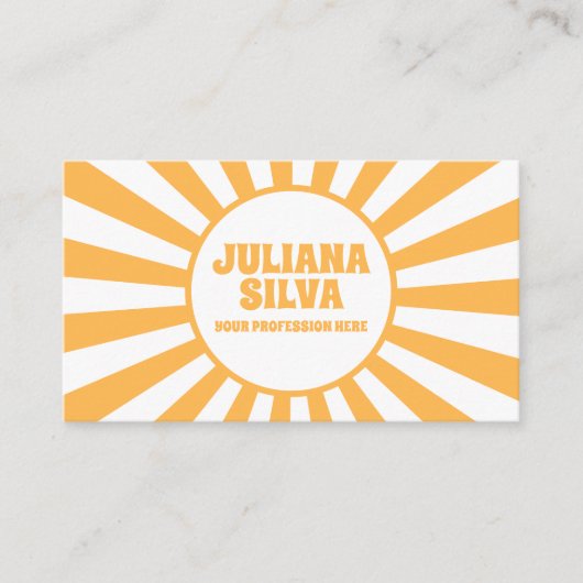 Orange Retro mit QR Business Card Visitenkarte (Vorderseite)