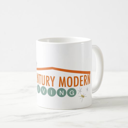 Orange Retro Modern Tasse (VorderseiteRechts)