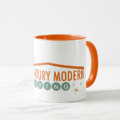Orange Retro Modern Tasse (VorderseiteRechts)