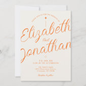Orange Retro Moderne Fette QR-Code-Hochzeit Einladung (Vorderseite)