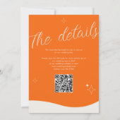 Orange Retro Moderne Fette QR-Code-Hochzeit Einladung (Rückseite)
