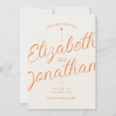 Orange Retro Moderne Fette Skript Foto Hochzeit Save The Date (Vorderseite)