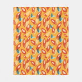 Orange Retro Moderne geometrische Blätter 70er Mus Fleecedecke (Vorderseite)