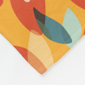 Orange Retro Moderne geometrische Blätter 70er Mus Fleecedecke (Ecke)