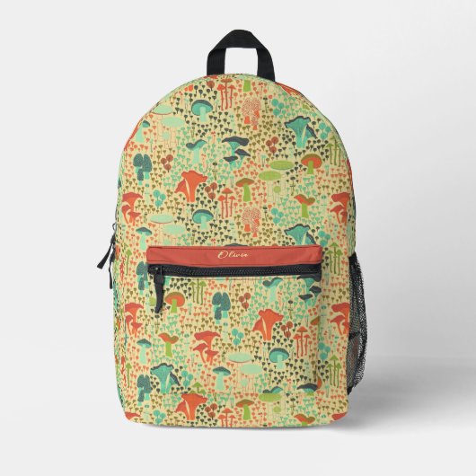 Orange Retro Mushroom Bedruckter Rucksack (Vorderseite)