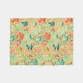 Orange Retro Mushroom Fleecedecke (Vorderseite (Horizontal))